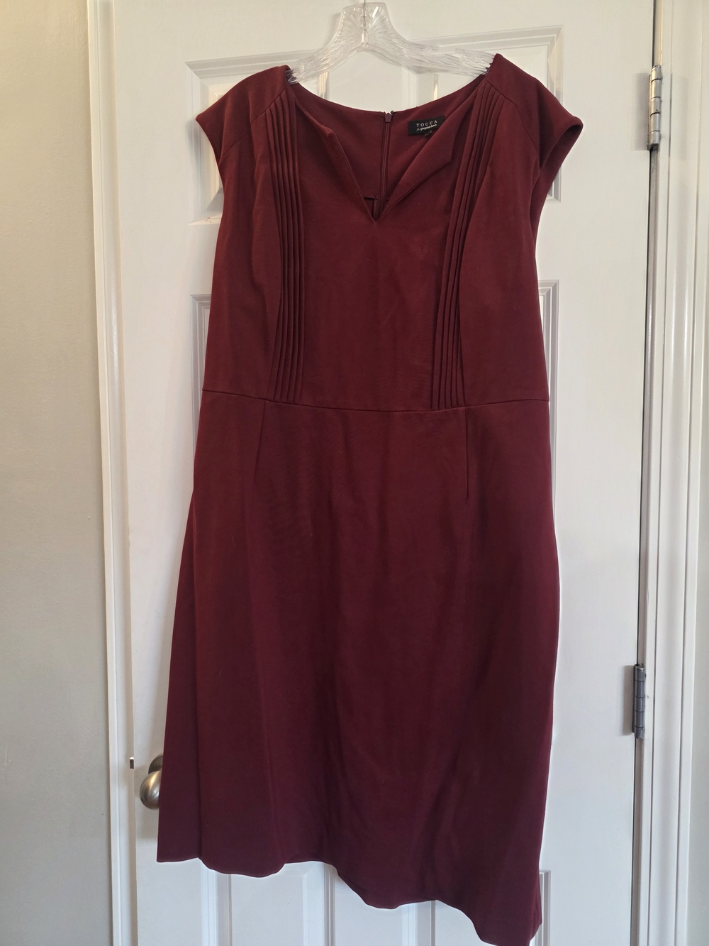 Tocca Women's Burgundy Pleated Bodice Midi Dress